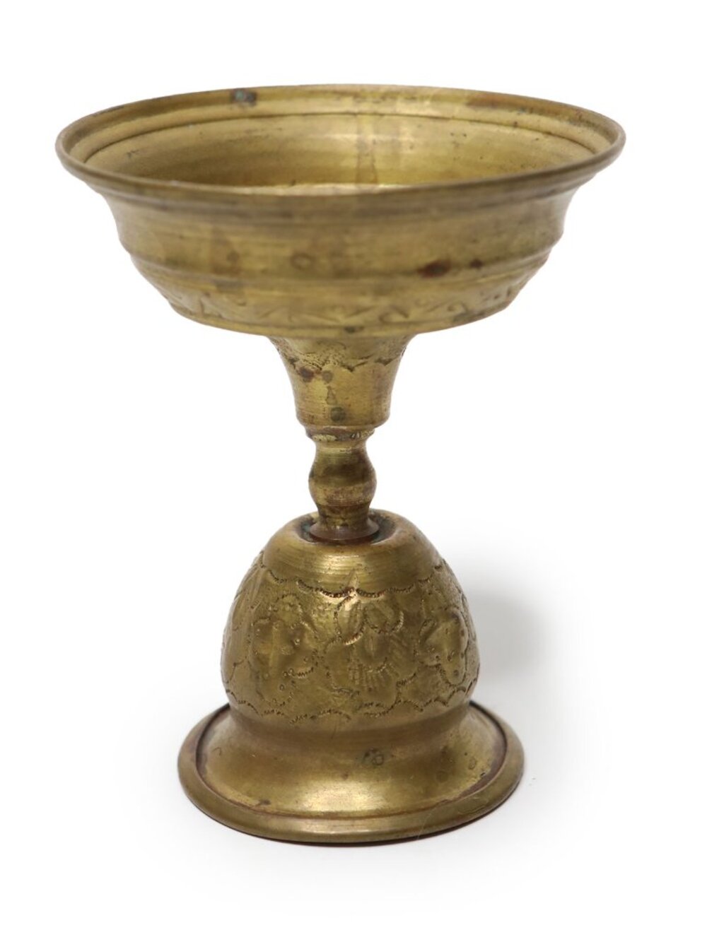 Vintage Brass Butter Lamp Tibetan Buddhist Altar Offering Chalice Decor